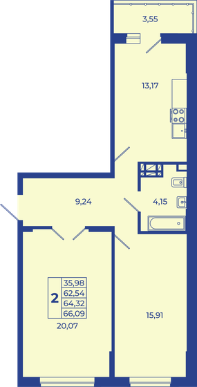 61 м², 3-комнатная квартира 5 999 000 ₽ - изображение 64