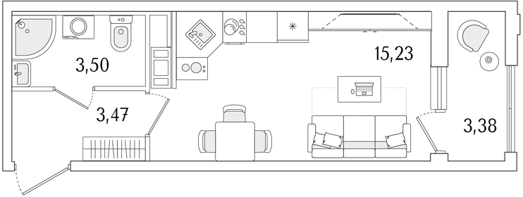 Квартира 23,9 м², студия - изображение 1