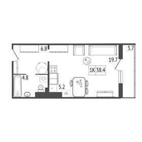 Квартира 38,4 м², 1-комнатная - изображение 1