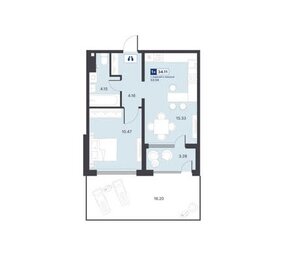 Квартира 34 м², студия - изображение 1