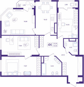 Квартира 125,9 м², 4-комнатная - изображение 1