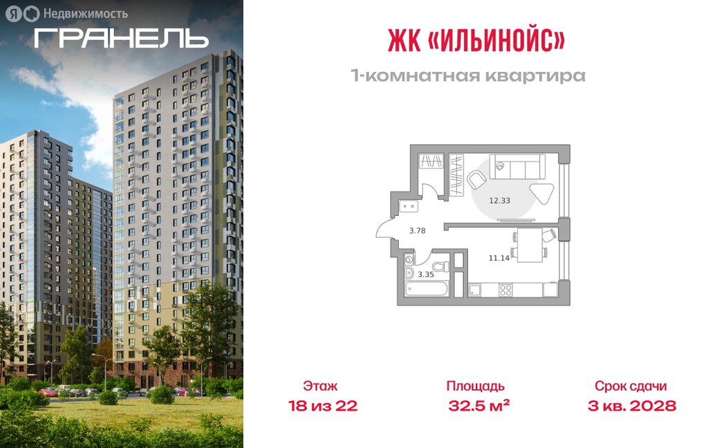 Варианты планировок ЖК «Гранель Ильинойс» - планировка 5