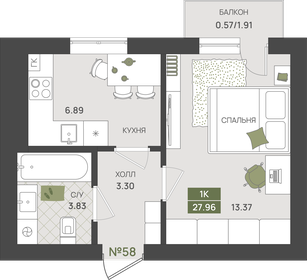 Квартира 28 м², 1-комнатная - изображение 1