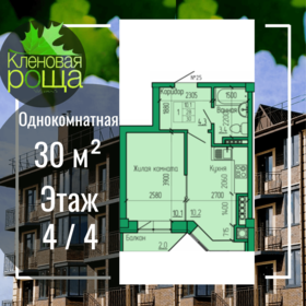 Квартира 30 м², 1-комнатная - изображение 1