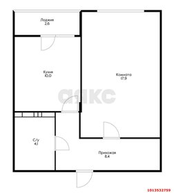 Квартира 43 м², 1-комнатная - изображение 1