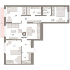 Квартира 90,2 м², 3-комнатная - изображение 3
