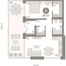 Квартира 86,6 м², 1-комнатная - изображение 3
