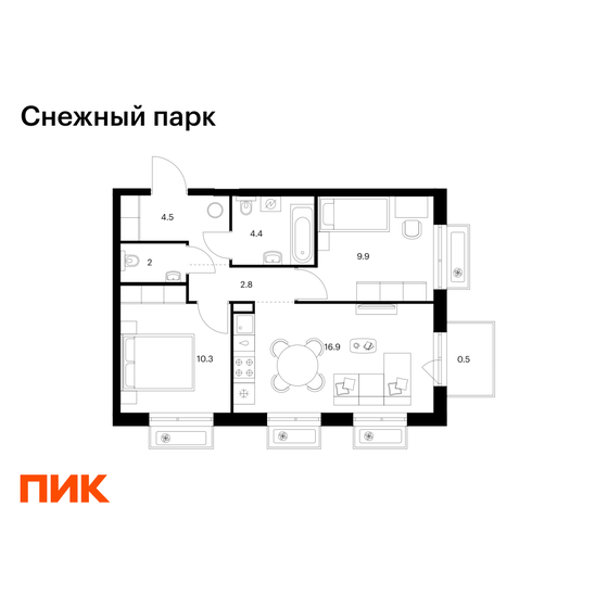 51,3 м², 2-комнатная квартира 9 023 670 ₽ - изображение 20