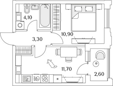 Квартира 31,4 м², 1-комнатная - изображение 1
