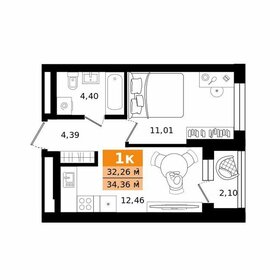 Квартира 34,4 м², 1-комнатная - изображение 1