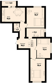 Квартира 87 м², 3-комнатная - изображение 1