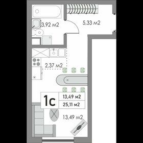 Квартира 25 м², студия - изображение 1