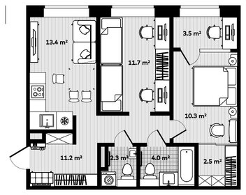 Квартира 58,8 м², 2-комнатная - изображение 1
