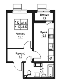 Квартира 32,4 м², 1-комнатная - изображение 1