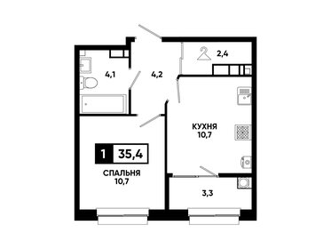 Квартира 35,4 м², 1-комнатная - изображение 1