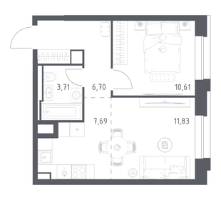 Квартира 40,5 м², 1-комнатная - изображение 1