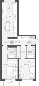 Квартира 75,7 м², 2-комнатная - изображение 1