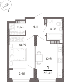 Квартира 35,2 м², 1-комнатная - изображение 1