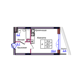 Квартира 33,1 м², студия - изображение 1