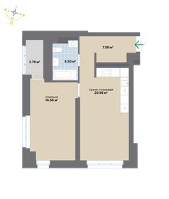 Квартира 51,8 м², 1-комнатная - изображение 2