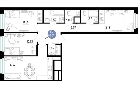 Квартира 70,2 м², 3-комнатная - изображение 1