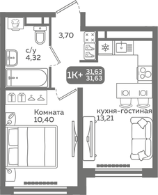 Квартира 31,6 м², 1-комнатная - изображение 1
