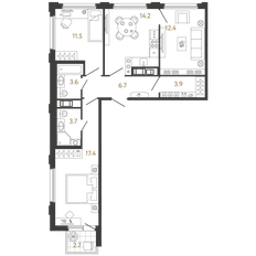 Квартира 73,4 м², 3-комнатная - изображение 2