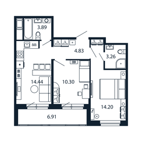 Квартира 54,4 м², 2-комнатная - изображение 1
