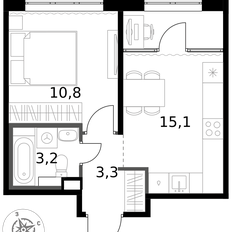 Квартира 32,4 м², 1-комнатная - изображение 1