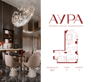 Квартира 51,9 м², 1-комнатная - изображение 1