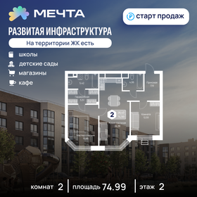 Квартира 75 м², 2-комнатная - изображение 1
