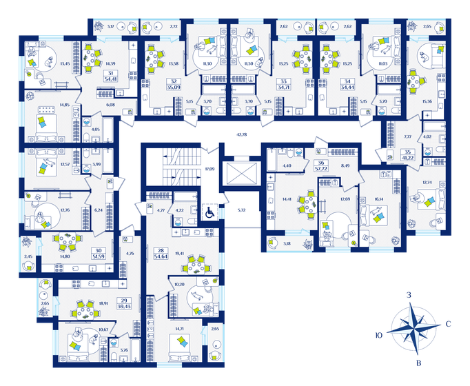 51,9 м², 2-комнатная квартира 8 148 490 ₽ - изображение 35
