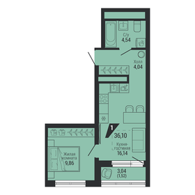 Квартира 36,1 м², 1-комнатная - изображение 1