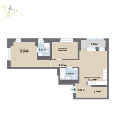 Квартира 73,8 м², 2-комнатная - изображение 2