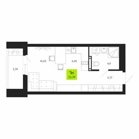 Квартира 33,4 м², 1-комнатная - изображение 1
