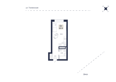 Квартира 28,3 м², студия - изображение 1