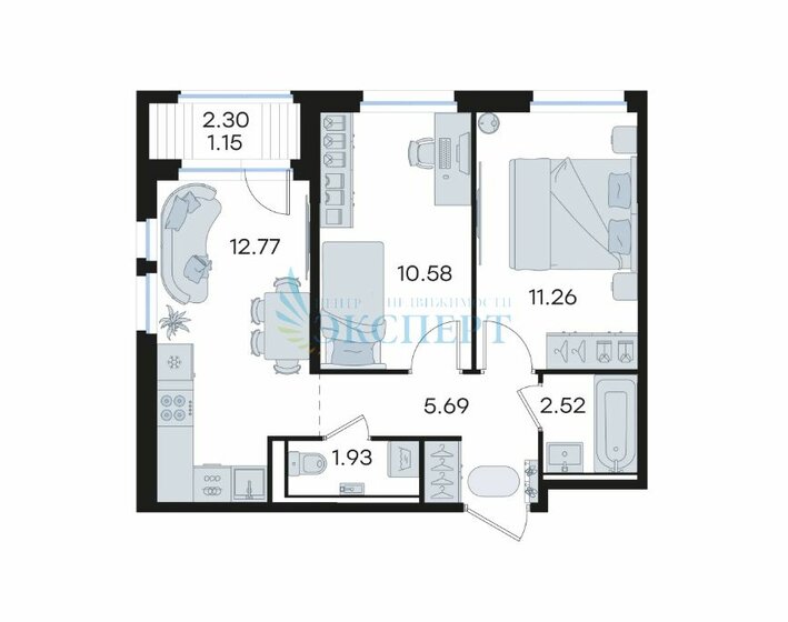 41,5 м², 1-комнатная квартира 5 700 000 ₽ - изображение 10