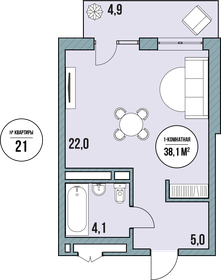 Квартира 36 м², студия - изображение 2