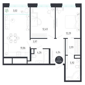 Квартира 69,8 м², 2-комнатная - изображение 1
