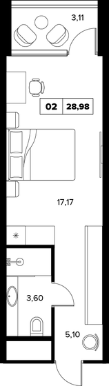 25,6 м², 1-комнатная квартира 12 230 000 ₽ - изображение 52
