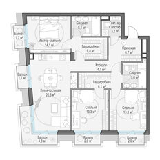 Квартира 111,4 м², 3-комнатная - изображение 2