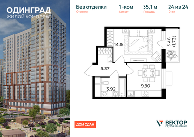 Квартира 35,1 м², 1-комнатная - изображение 1