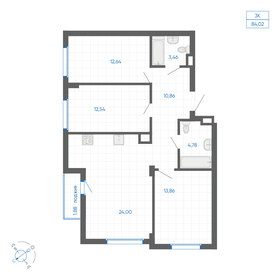 Квартира 83,1 м², 3-комнатная - изображение 1