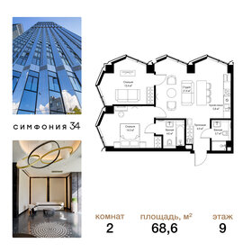 Квартира 68,6 м², 2-комнатная - изображение 1