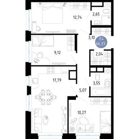 Квартира 66,3 м², 3-комнатная - изображение 1