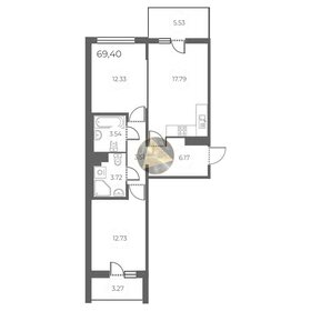 Квартира 69,4 м², 2-комнатная - изображение 1
