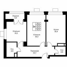 Квартира 63,5 м², 2-комнатная - изображение 2