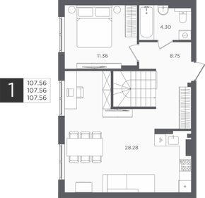 Квартира 107,6 м², 1-комнатная - изображение 1