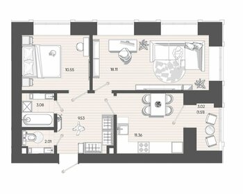 Квартира 56,2 м², 2-комнатная - изображение 2
