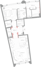 Квартира 99 м², 1-комнатная - изображение 2